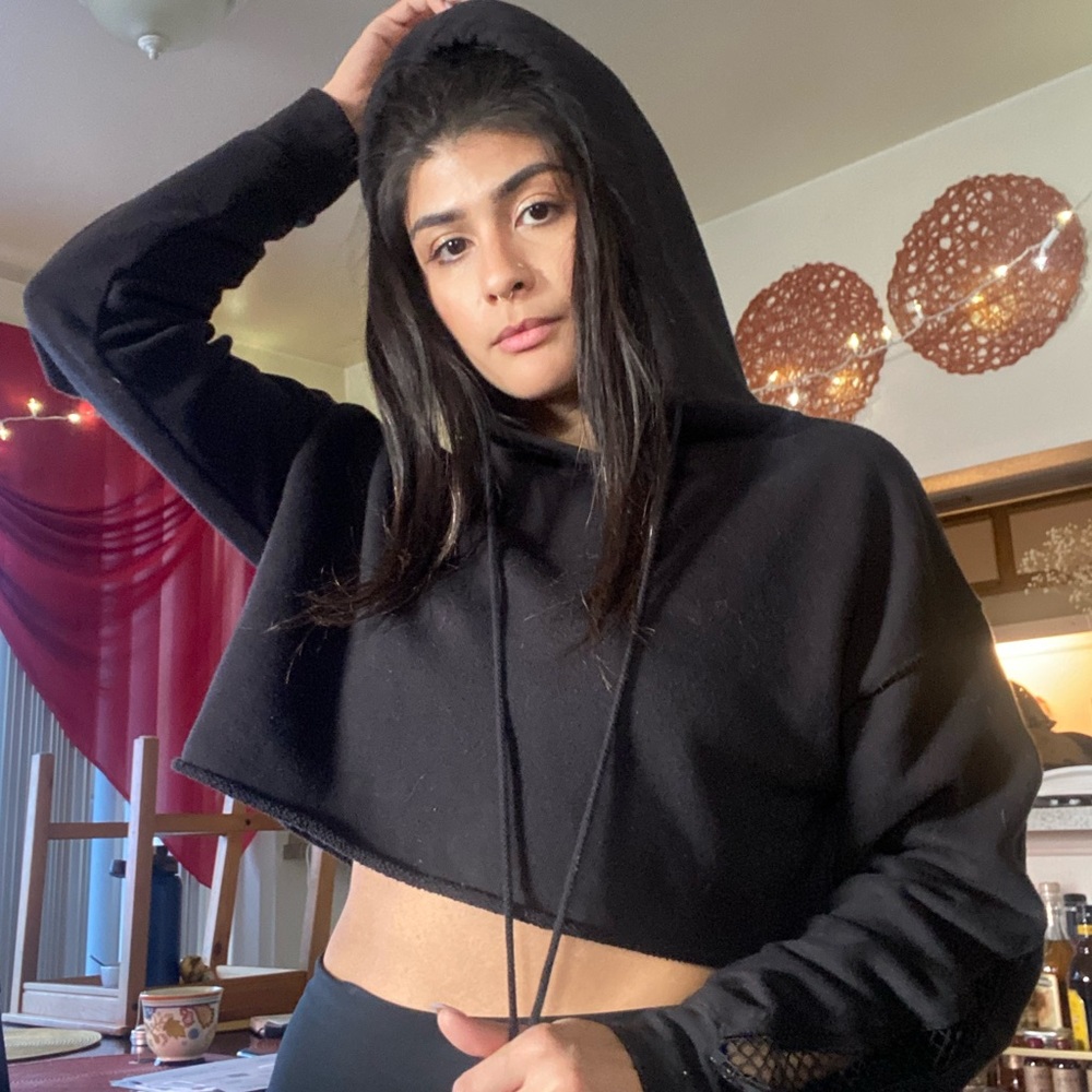 Black Forever 21 cropped hoodie with cutouts